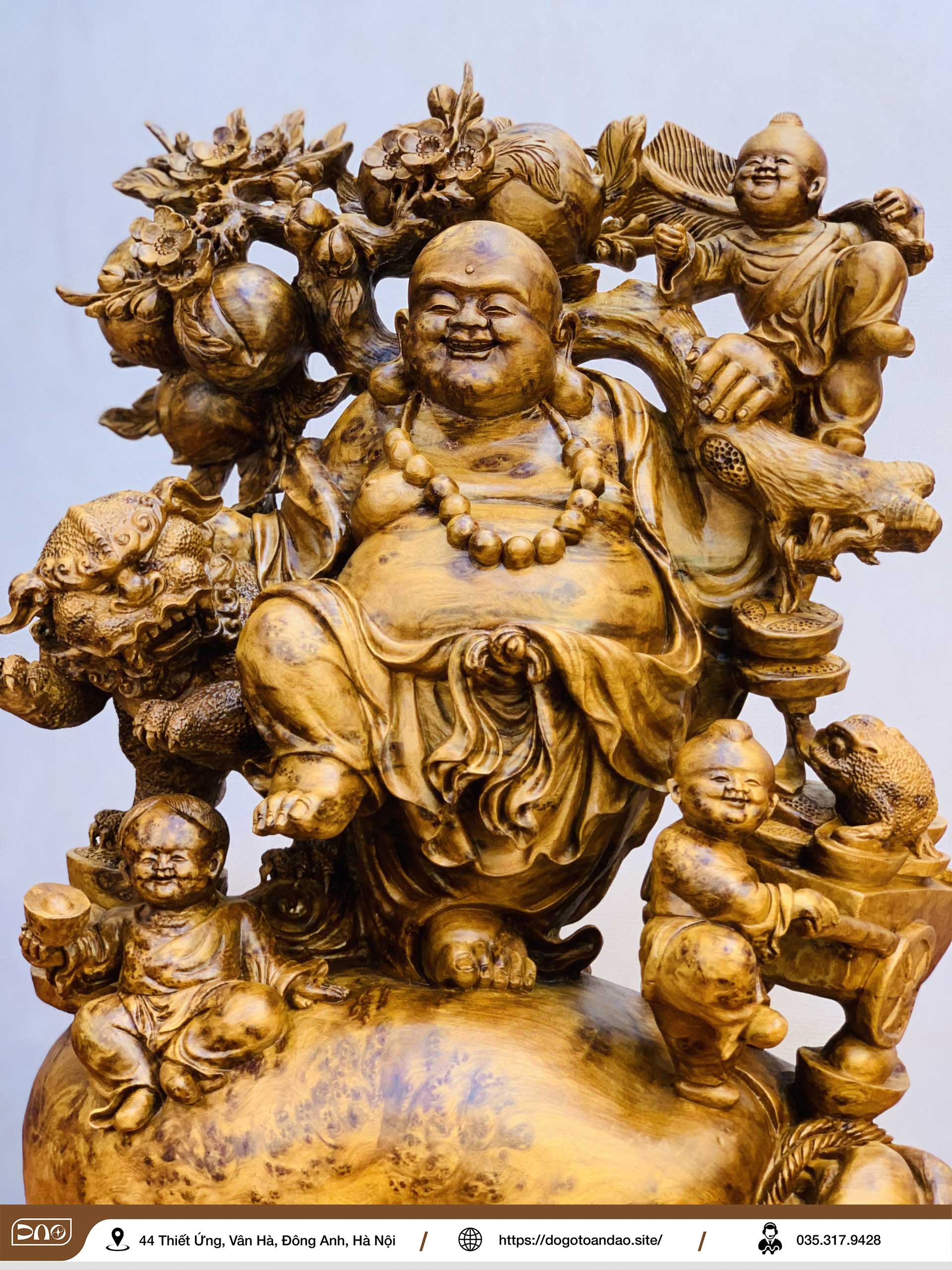 Tượng Phật Di Lặc Tam Phúc Vác Cành Đào 